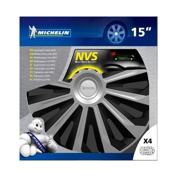 4 enjoliveurs MICHELIN NVS04 15 pouces Noir/Argent