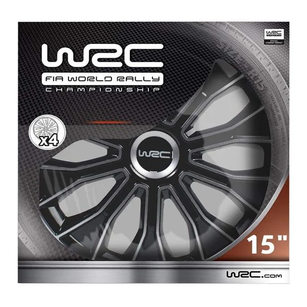4 enjoliveurs WRC Bicolor 15 pouces Noir/Gris