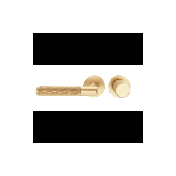 Duo asymétrique poignée et bouton de porte texturée or mat Time