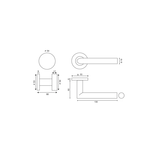Ensemble de poignées palières rondes en inox - model Altesse/Cylindre Plat