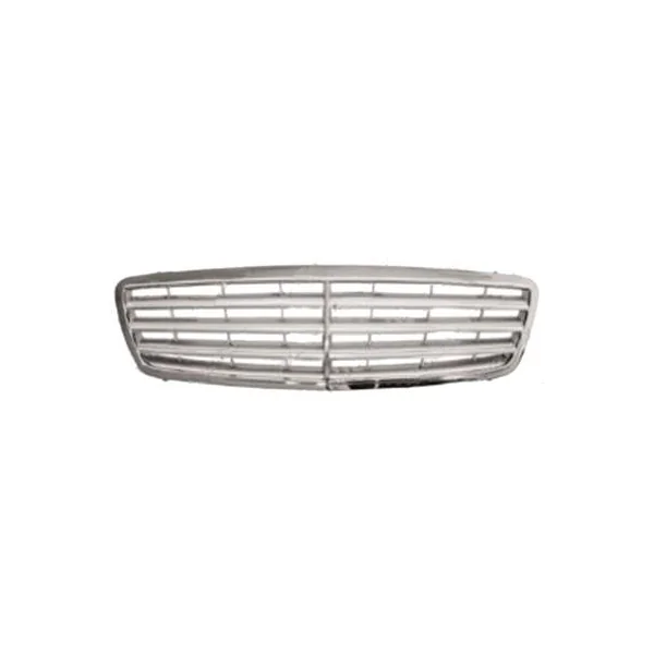Grille radiateur centrale pour MERCEDES (W203) CLASSE C ph. 2 2004-2007, Chromé et argente, Neuve