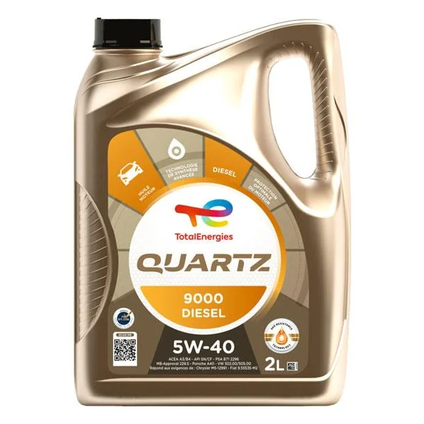 Huile moteur quartz 9000 5w40 diesel 2l - TOTAL