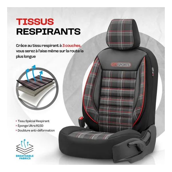Jeu de housses universelles GTI Rouge Noir - OTOM