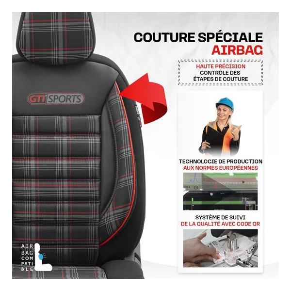 Jeu de housses universelles GTI Rouge Noir - OTOM