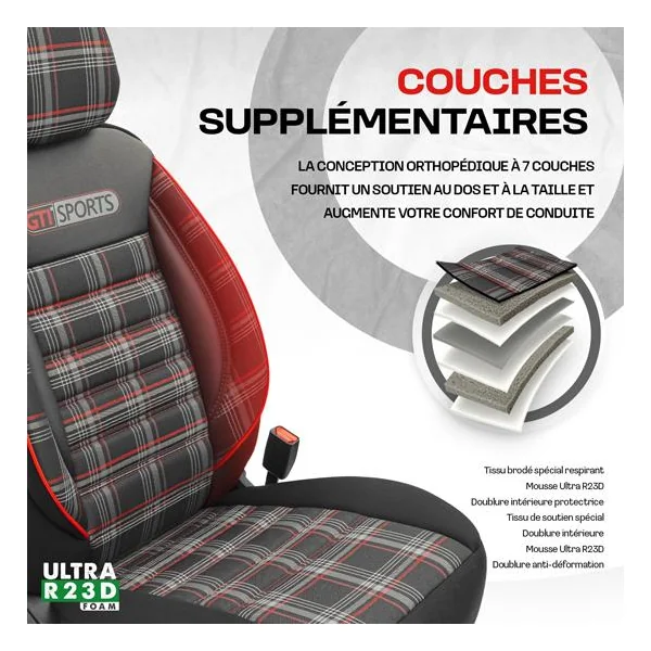 Jeu de housses universelles GTI Rouge Noir - OTOM