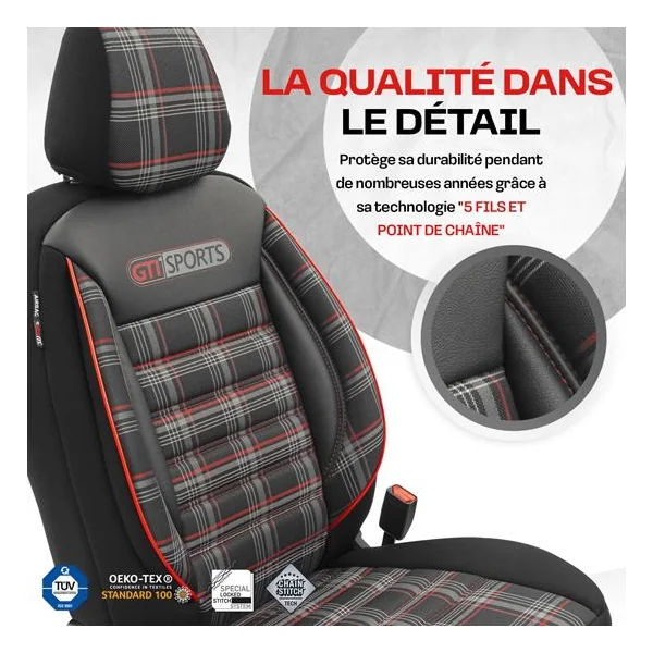 Jeu de housses universelles GTI Rouge Noir - OTOM