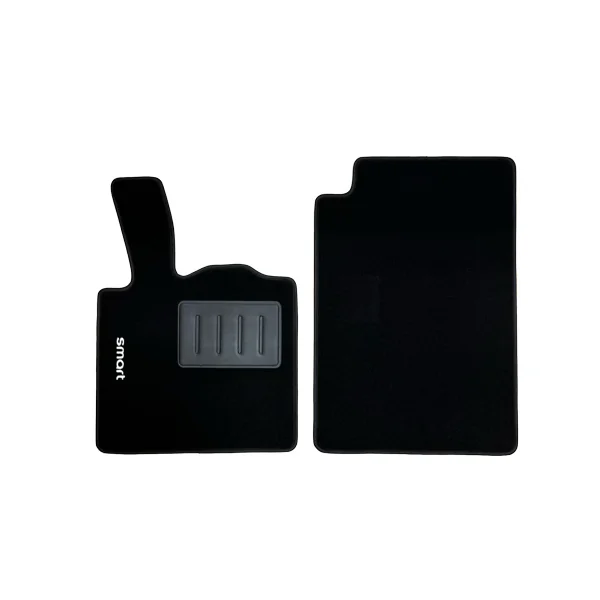 Kit 2 Tapis de sol Auto pour SMART FORTWO (W450) de 1998 à 2006, sigle SMART, moquette noire, Neuf