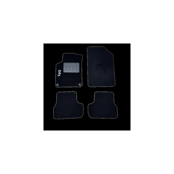 Kit 4 Tapis de sol Auto pour CITROEN DS3 de 2010-2016, avec sigle DS3, moquette noire et clips, Neuf