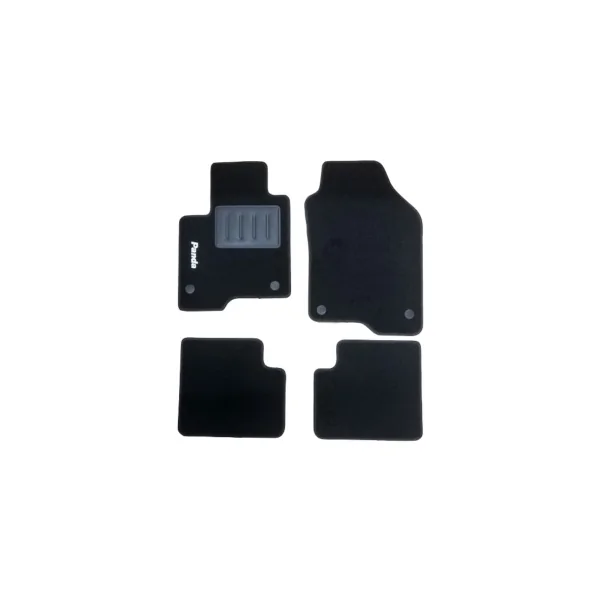 Kit 4 Tapis de sol Auto pour FIAT PANDA depuis 2012 avec sigle PANDA moquette noire Neuf