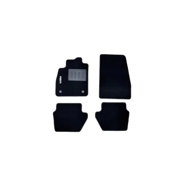 Kit 4 Tapis de sol Auto pour FORD FIESTA VII ph.1 2017-2021, sigle FIESTA VII ph.1, moquette noire et clips, Neuf