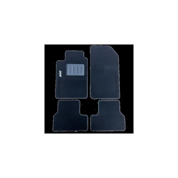 Kit 4 Tapis de sol Auto pour PEUGEOT 206 de 1998 à 2006, avec sigle 206, sans CLIPS, Neuf