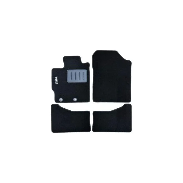 Kit 4 Tapis de sol Auto pour TOYOTA YARIS HYBRID III, 2011-2020, avec sigle YARIS, moquette noire et clips, Neuf