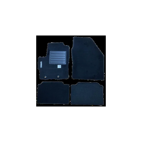 Kit 4 Tapis de sol Auto pour TOYOTA YARIS IV THERMIQUE/HYBRID depuis 2020, avec sigle YARIS, moquette noire et clips, Neuf