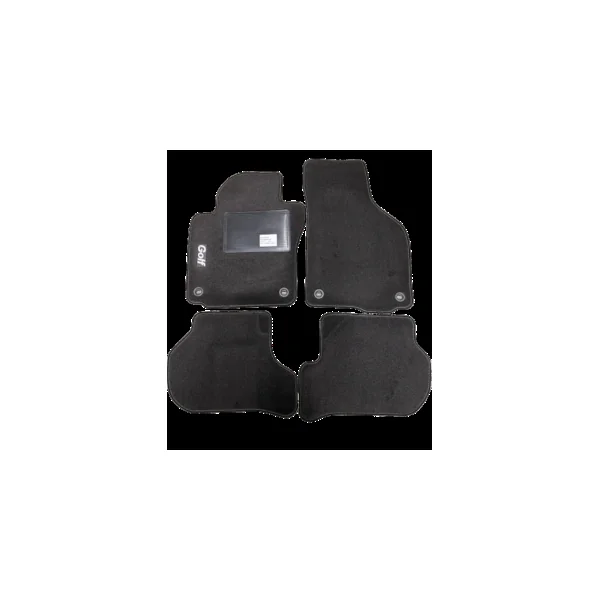 Kit 4 Tapis de sol Auto pour VOLKSWAGEN GOLF V (1K) de 2003-2008, avec sigle GOLF, moquette noire avec CLIPS OVALE, Neuf