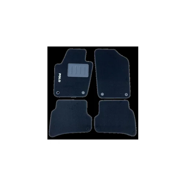 Kit 4 Tapis de sol Auto pour VOLKSWAGEN POLO de 2009-2017, avec sigle POLO, avec CLIPS, Neuf