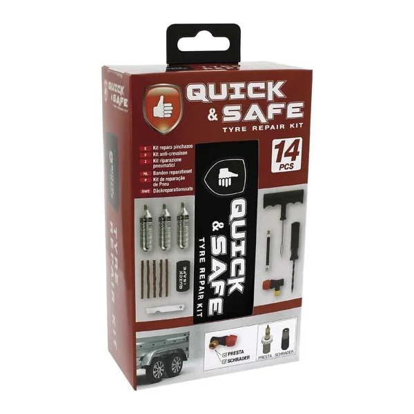 Kit de reparation pneu complet 14pcs avec co2 - QUICK&SA