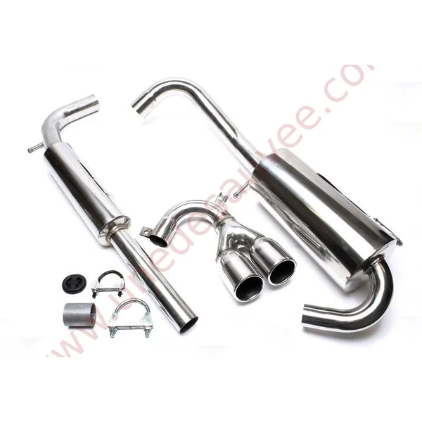 LIGNE D’ÉCHAPPEMENT SPORT INOX DOUBLE SORTIE CENTRALE RONDE 2×76 MM EVOLUMAE276 POUR VOLKSWAGEN LUPO 6X / 6E 1.4 16V / 1.4 FSI / 1.6 GTI (1998-2005)