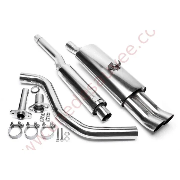 LIGNE D’ÉCHAPPEMENT SPORT INOX DOUBLE SORTIE DTM 2×76 MM EVOP3AED76 POUR VOLKSWAGEN POLO 86C / POLO COUPÉ / POLO CLASSIC 1.0 / 1.3 AVEC CATALYSEUR (1987-1994)