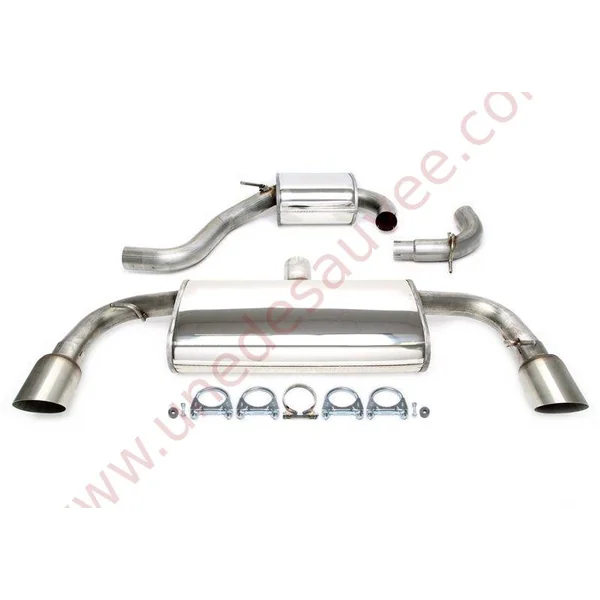 LIGNE D’ÉCHAPPEMENT SPORT INOX DOUBLE SORTIE RONDE 2×100 MM FINITION DROITE 02VW017-10DS POUR VOLKSWAGEN GOLF 6 GTI 2.0 TSI 211 CH (2009–2012)