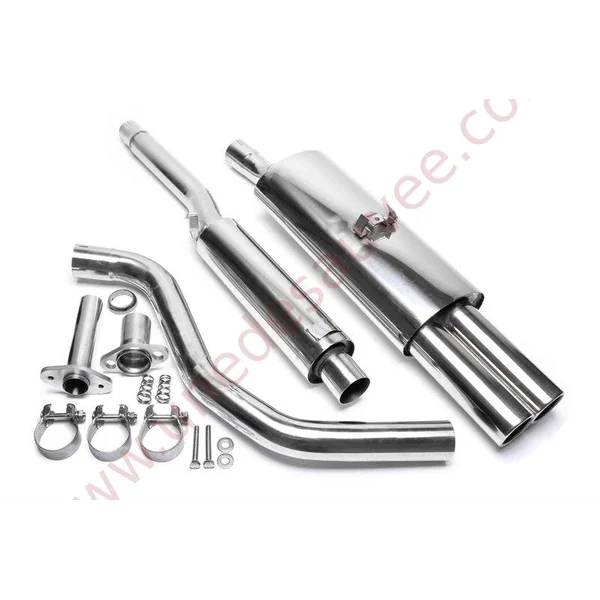 LIGNE D’ÉCHAPPEMENT SPORT INOX DOUBLE SORTIE RONDE 2×76 MM EVOP3AE276 POUR VOLKSWAGEN POLO 86C / POLO COUPÉ / POLO CLASSIC 1.1 / 1.3 AVEC CATALYSEUR (1987-1994)