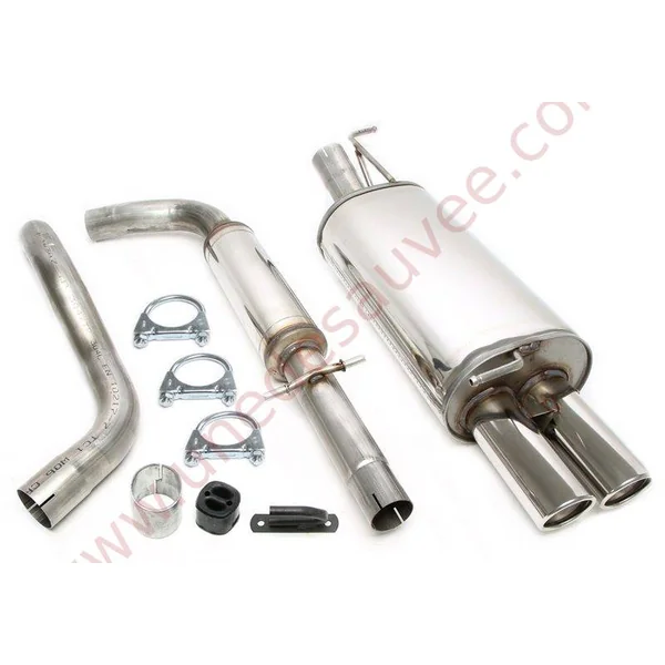 LIGNE D’ÉCHAPPEMENT SPORT INOX DOUBLE SORTIE RONDE 2×80 MM 02VW023-8 POUR AUDI A3 8L / VOLKSWAGEN GOLF 4 1J / NEW BEETLE 1C 9C 1.4 / 1.6 / 1.8 / 1.8T / 2.0 / 2.3 V5 / 1.9 SDI / 1.9 TDI HORS QUATTRO / 4MOTION / VARIANT (1996–2010)