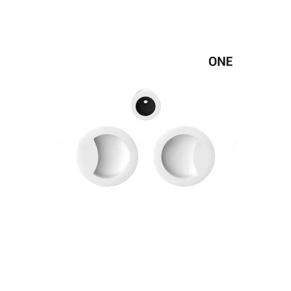Lot de 2 poignées cuvettes rondes blanches pour porte coulissante