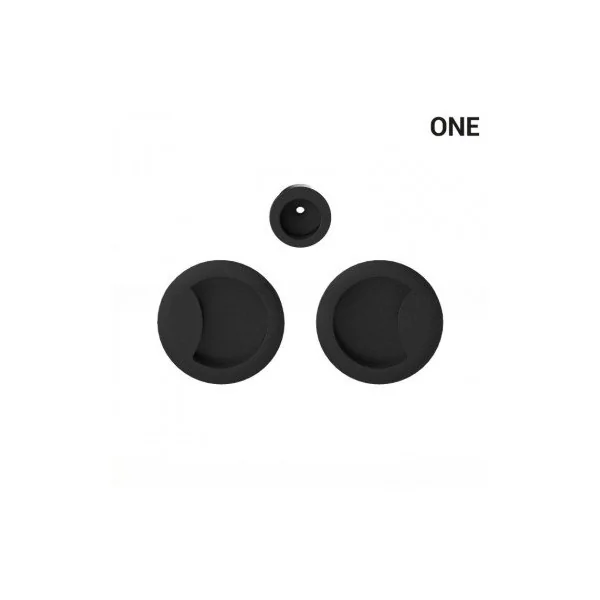 Lot de 2 poignées cuvettes rondes noires pour porte coulissante