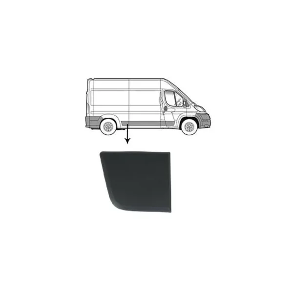 Moulure arrière droite partie avant pour PEUGEOT BOXER II ph.2 2014-2023, noire, 23 cm, Neuve