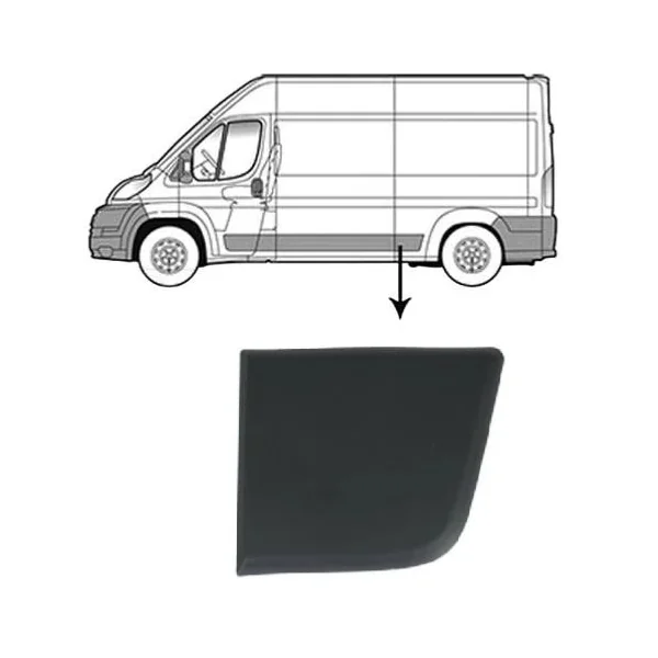 Moulure arrière gauche partie avant pour FIAT DUCATO 3 phase 1, 2006-2014, noire, 23 cm,Neuve