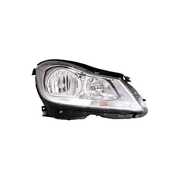 Phare Optique avant droit pour MERCEDES (W204) CLASSE C ph. 2 2011-2014, H7+H7, Corps chromé