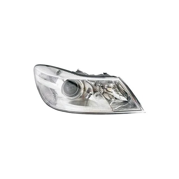 Phare Optique avant droit pour SKODA OCTAVIA II ph. 2 2009-2013, H7+H1, Corps chromé, Neuf