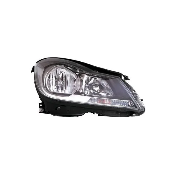 Phare Optique avant droit électrique pour MERCEDES (W204) CLASSE C ph. 2 2011-2014, H1+H1, corp noir, Neuf
