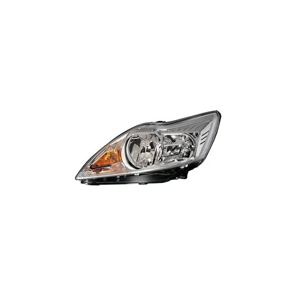 Phare Optique avant gauche pour FORD FOCUS II phase 2 de 2008 à 2011, H7+H1, fond chromé, Neuf
