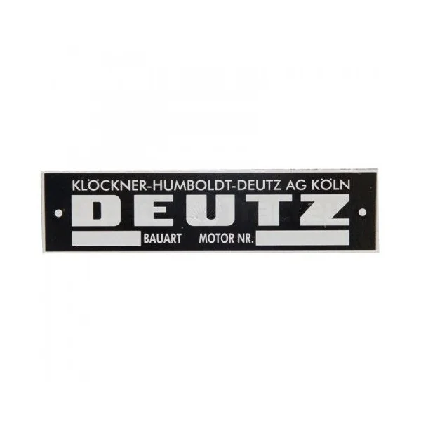 Plaque signalétique moteur, en allemand - Deutz