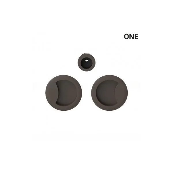 Poignée cuvette ronde marron pour porte coulissante