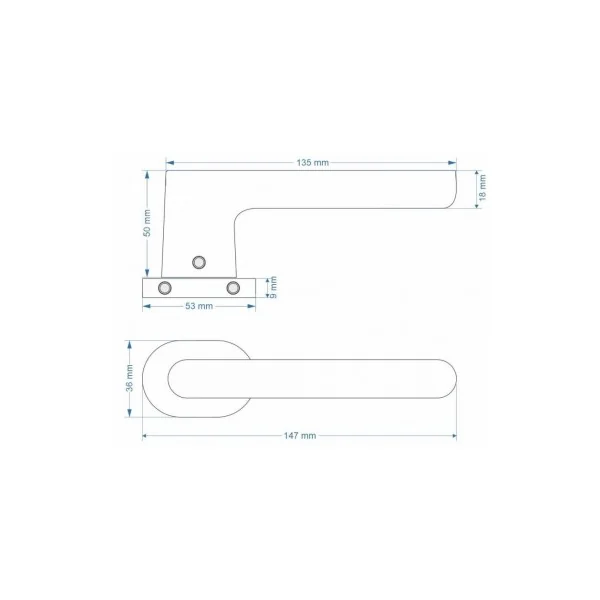 Poignée de porte chrome brossé JACOB ovale