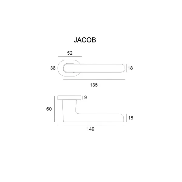 Poignée de porte chrome brossé JACOB ovale
