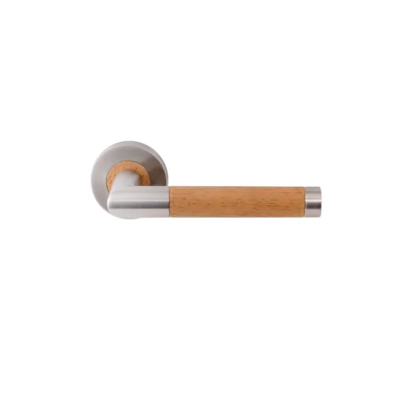 Poignée de porte contemporaine LISTRAC – Bois & inox, rosace ronde