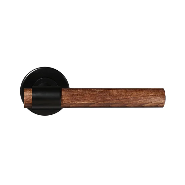 Poignée de porte en bois naturel de hêtre foncé traité et noire - Iraty