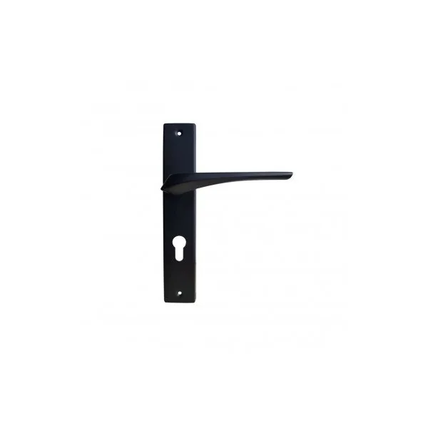 Poignée de porte noire sur plaque longue - model Adel