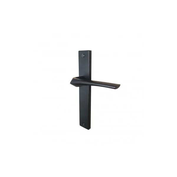 Poignée de porte noire sur plaque longue - model Adel