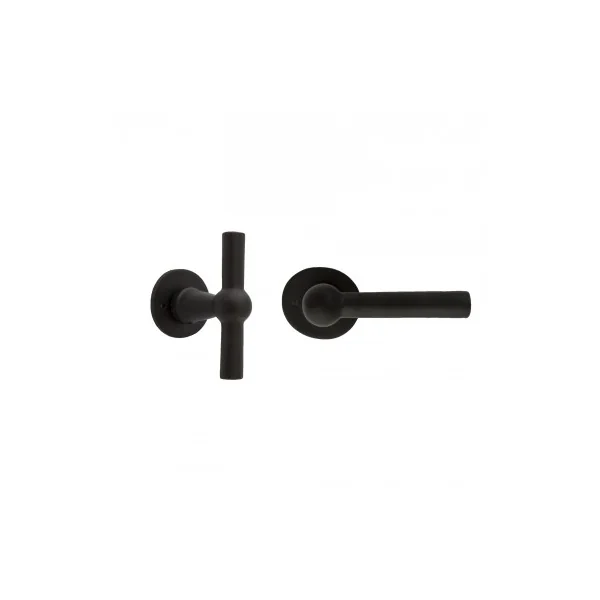 Poignée de porte + poignée verticale rétro - industrielle en fer BECDF ronde
