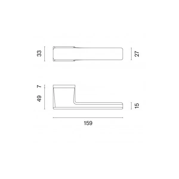 Poignées de porte futuriste sur une plaque rectangulaire en zamak BRISA