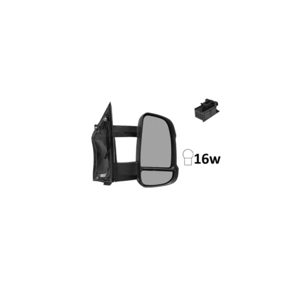 Rétroviseur droit manuel pour PEUGEOT BOXER Camping-car II ph.1 2006-2014, bras moyen, feu clignotant orange (16W), Neuf