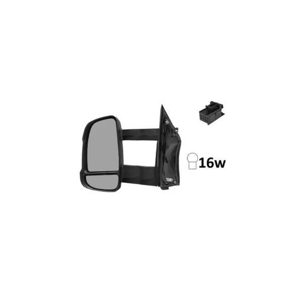 Rétroviseur gauche manuel pour PEUGEOT BOXER II ph.1 2006-2014, bras long, feu clignotant orange (16W), Neuf
