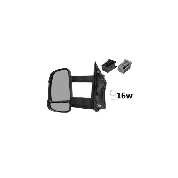 Rétroviseur gauche manuel pour PEUGEOT BOXER II ph.1, 2006-2014, bras long, sonde, feu clignotant orange (16W), Neuf